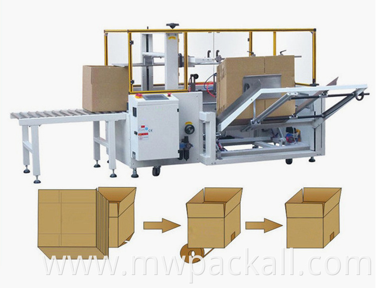 Carton Box Erector Machine Fully Automatic Carton Erector Production Machine with Bottom Tape Sealing